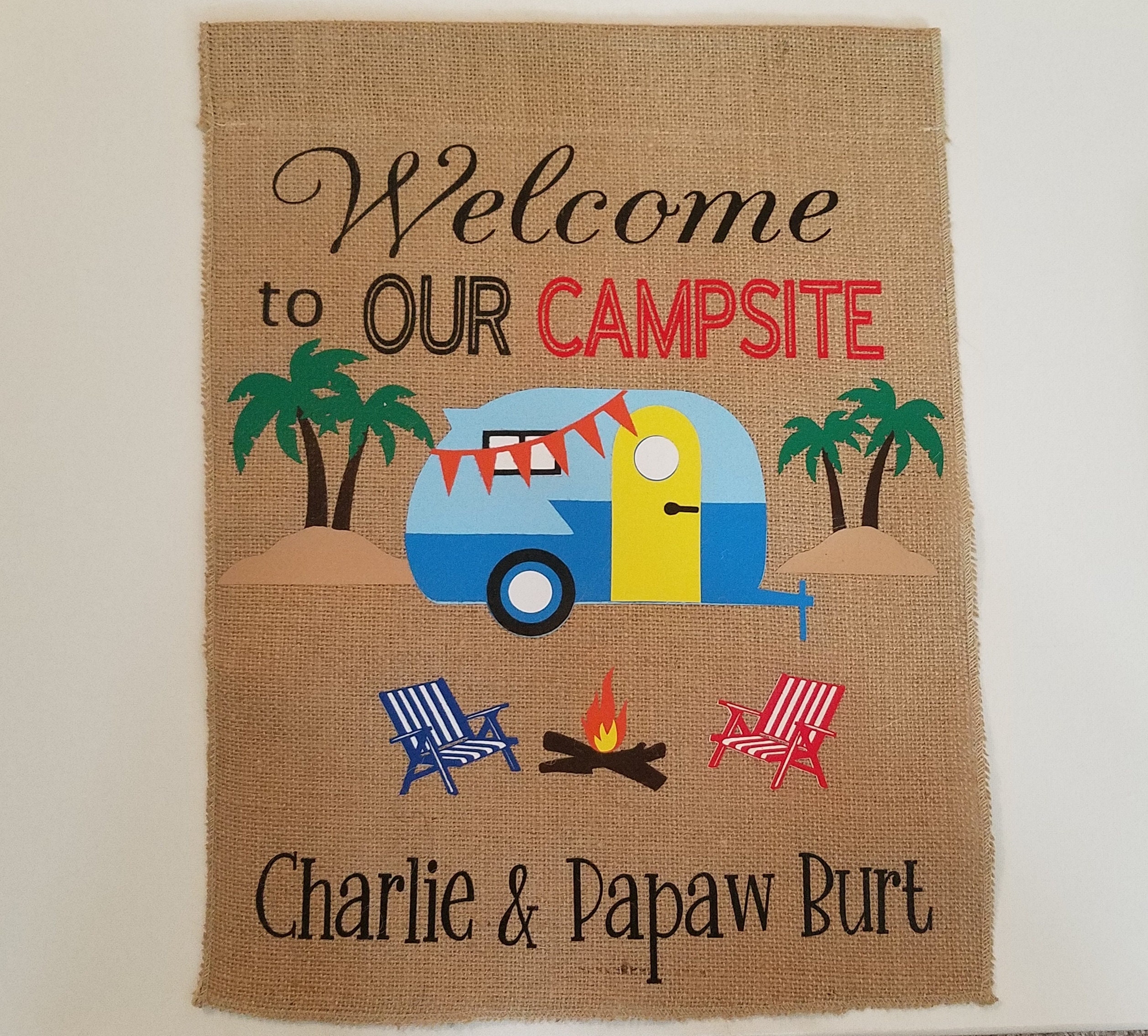 Beach Camping Flag Burlap Garden Flags Camping Flags RV Etsy