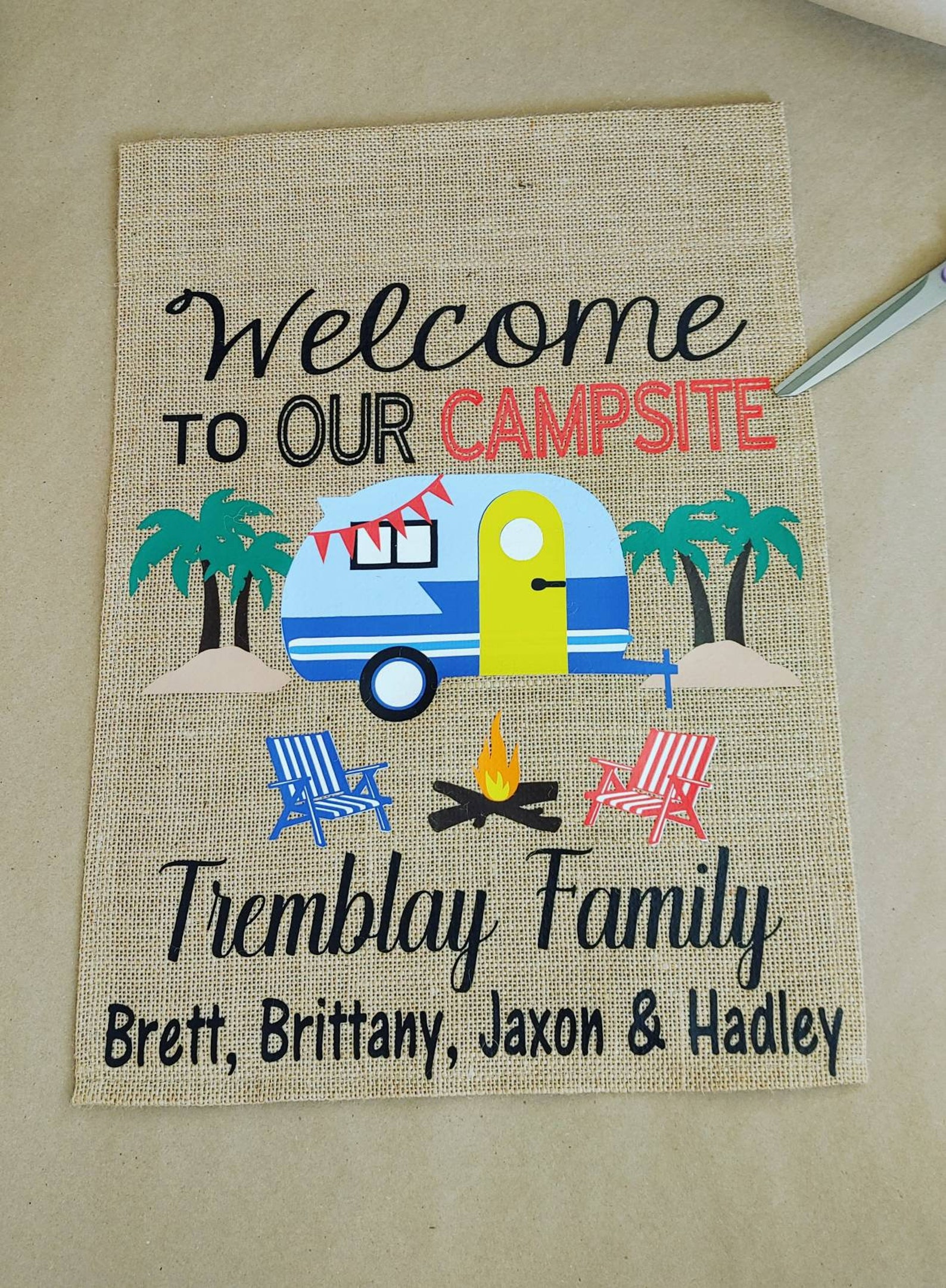 Beach Camping Flag Burlap Garden Flags Camping Flags RV Etsy