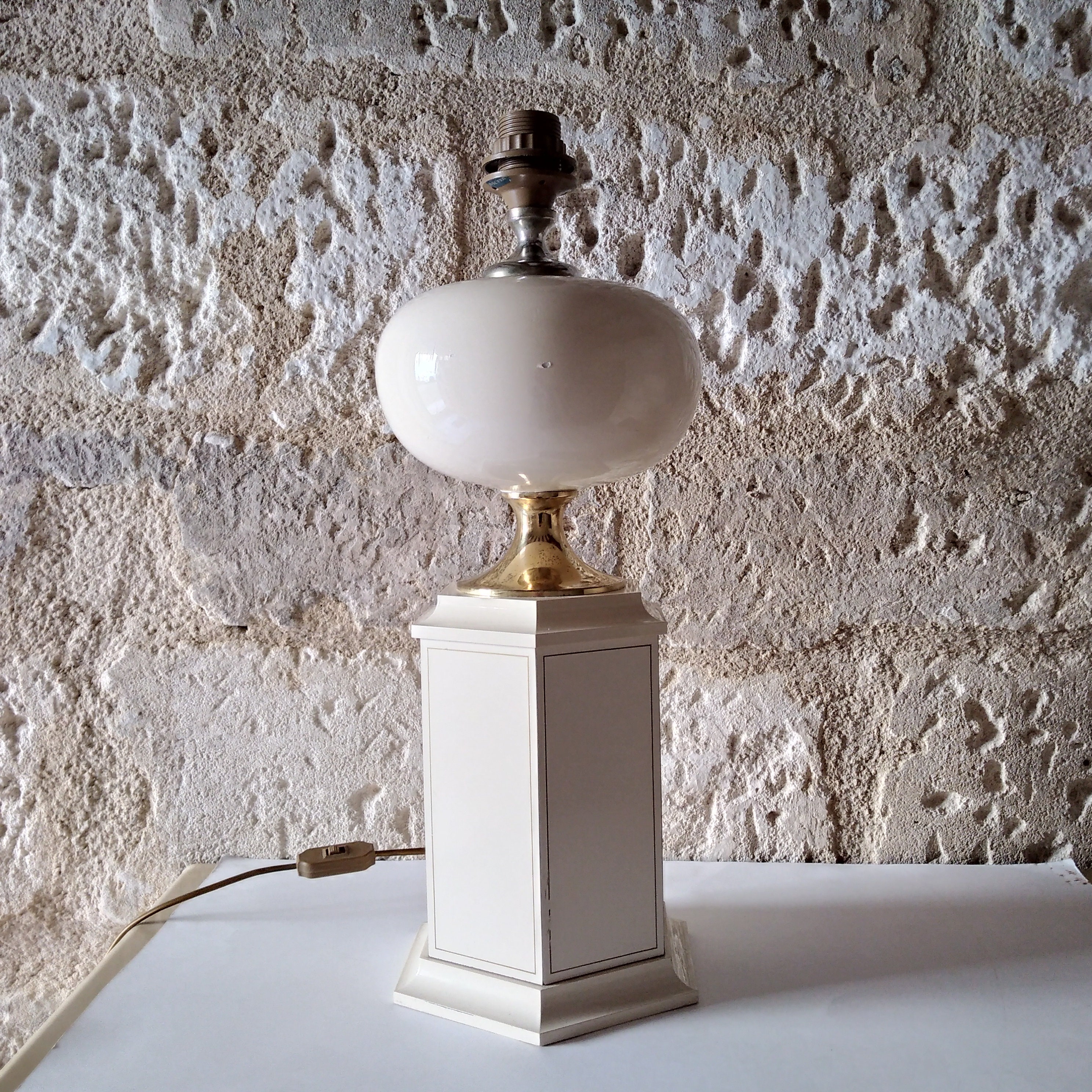 Grande Lampe Céramique et Formica Vintage 1970 Maison Le Dauphin, France
