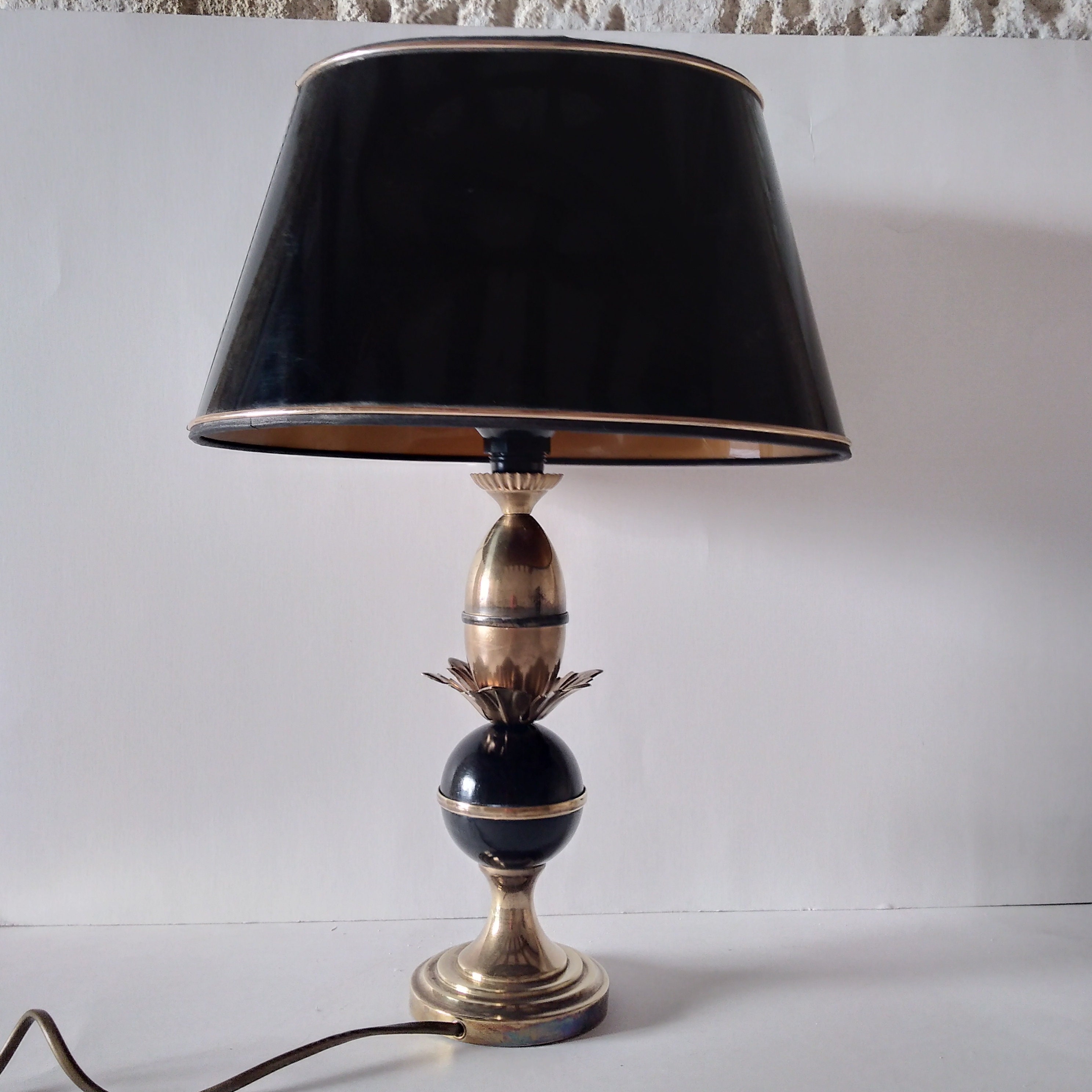 Petite Lampe à Poser Ananas Noire et Dorée, Vintage Maison Le Dauphin