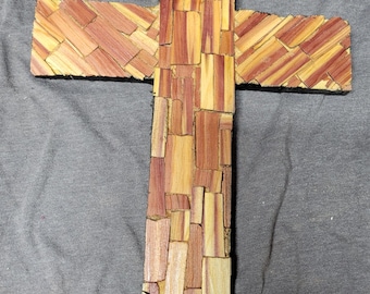 Hand Carved Cedar Wood Crucifix, Religious Wall Decor