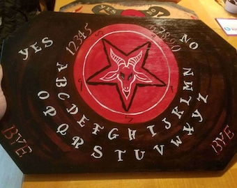 Demonic /  Devil conjuring spirit, Ouija board. Cross inverted planchette. Sigil of Baphomet. Satanic, spirits will come!