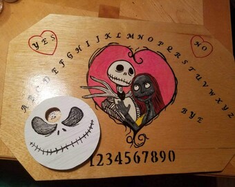 Jack Skellington and Sally Ouija/spirit board. The nightmare before Christmas custom Ouija board.  One of a kind art ghost board.