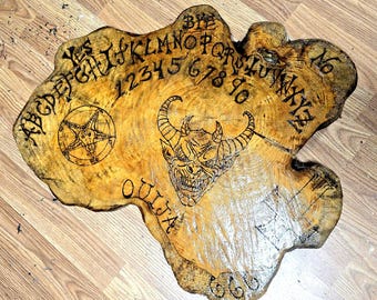 Large Handmade Ouija Board with Planchette, Baphomet Design