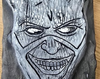 The Black Phone Grabber Mask Portrait Hand Carved in wood. Only one designed and made.