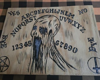 Custom ouija board, THE DEMON,  handcrafted and hand designed. This board is scary!
