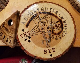 Devil pentagram real tree wood Ouija/ spirt board. Haunted Halloween. One of a kind!