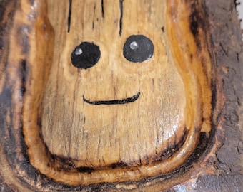 Hand Carved Wood Groot Wall Hanging, Signed Marvel Decor