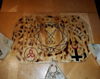 Lucifer Ouija Board and Plachette, Haunted evil Board. The Luciferian of boards