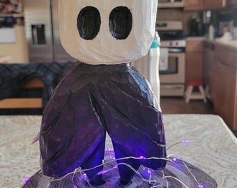 Hand Carved Hollow Knight Wood Sculpture with Lights