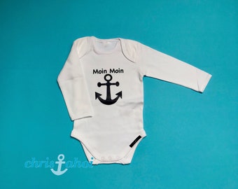 Maritimer Anker Baby Body langarm mit Moin Moin