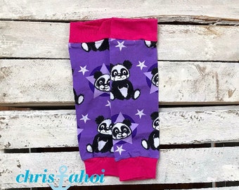 Babylegs, Baby Beinstulpen aus Jersey Panda in lila für Tragekinder