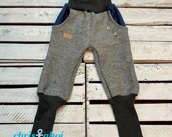 Wollwalk Knickerbocker Hose Gr. 104 aus mit Taschen in grau