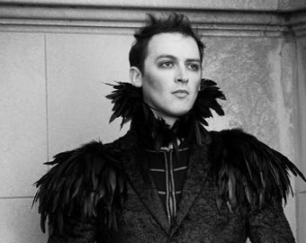Sciarpa Di Piume Per Uomo | Collare Punk E Gothic Per Halloween, Carnevale E Feste In Maschera | Accessorio Moda Leggero E Fatto A Mano - copertina