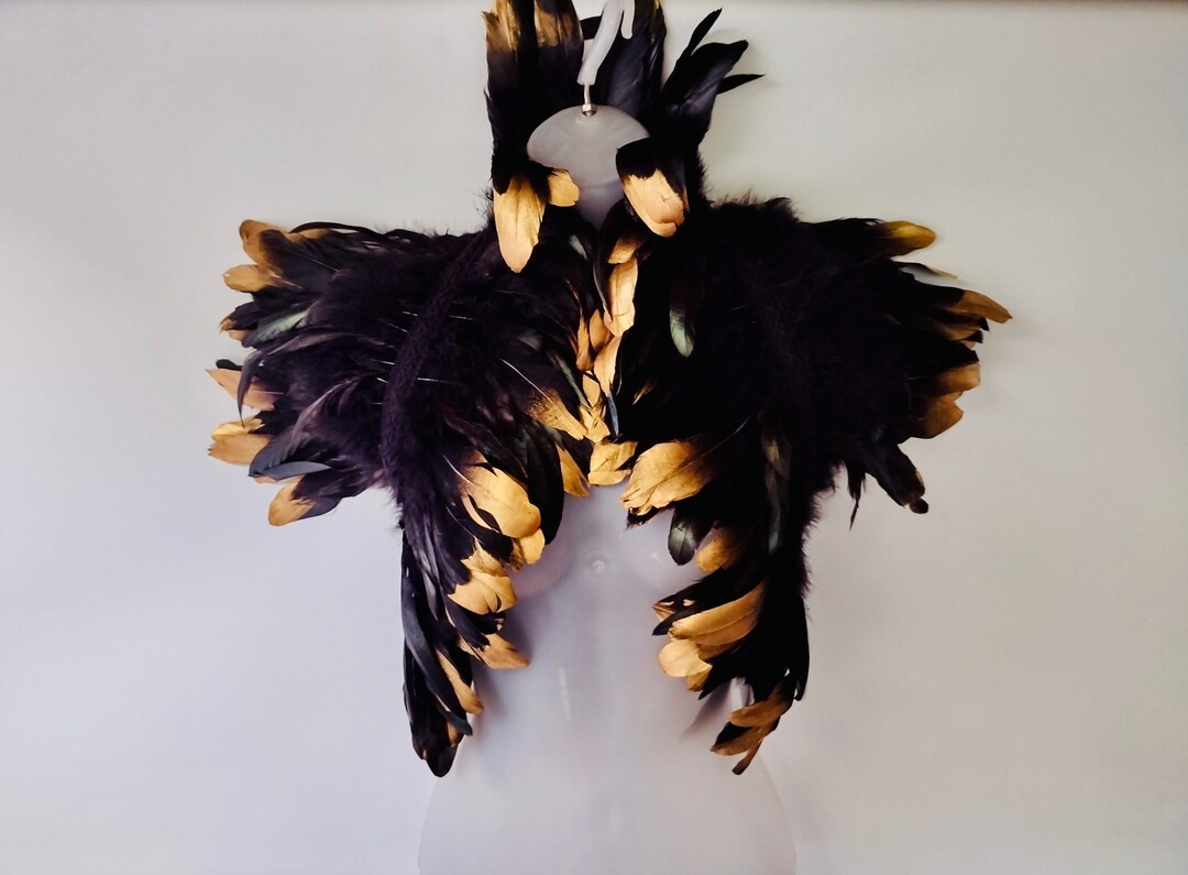 Gold Festival Feather Wings Burning Man Animalia Burlesque Etsy