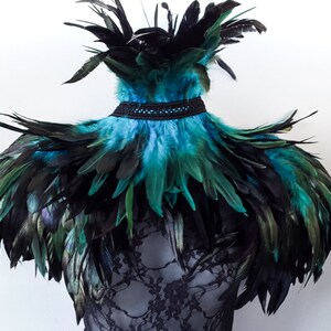 Teal Festival Feather Epaulettes Unisex Black Aqua Turquoise - Etsy