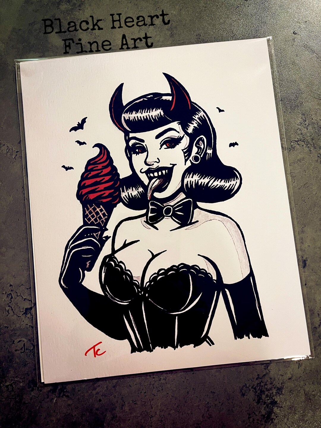 Devil Pin up Oil Painting Print - Etsy