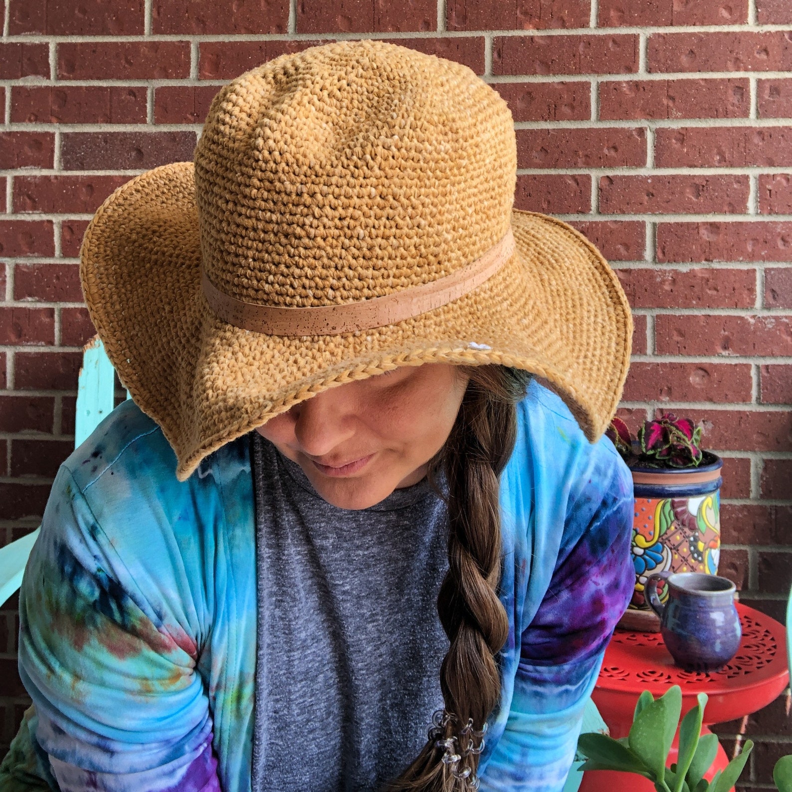 Women's Rancher Hat sun hat stiff brim hat crochet Etsy