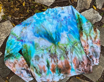 tie dye sweatshirt, tie dye hoodie, ice dye sweatshirt, boho shirt, hoodie, hippie clothes, one of a kind, womens hoodie, unique gift