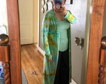 tie dye duster, tie dye cardigan, green duster, boho clothes, festival clothes, hippie clothes, womens duster, womens cardigan, unique gift