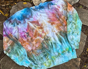 tie dye sweatshirt, tie dye hoodie, ice dye sweatshirt, boho shirt, hoodie, hippie clothes, one of a kind, womens hoodie, unique gift