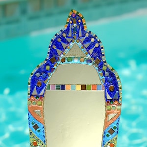 unique mirror-Indira Blue-unique handmade mosaic mirror -original mirror for bathroom or living room - Decorative Gift Haveli home decor