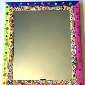 mosaic mirror and painting "pearl butterflies and hearts" 25 X 22 inches- wall decoration