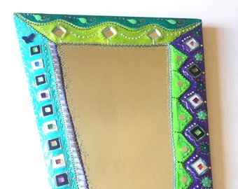 mirror painting and mosaic on wood "Dakar" 22 X 18 inches