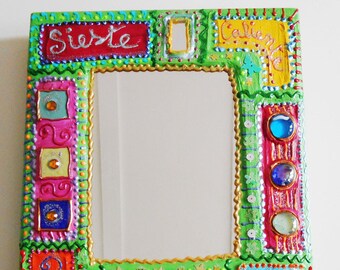 Mirror painted colors happy "NAP" 23 X 27 cm