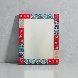 Rectangular glass mosaic mirror “Venice R” gift idea, colorful wall decoration, designer wall mirror, unique piece of art,funny home decor