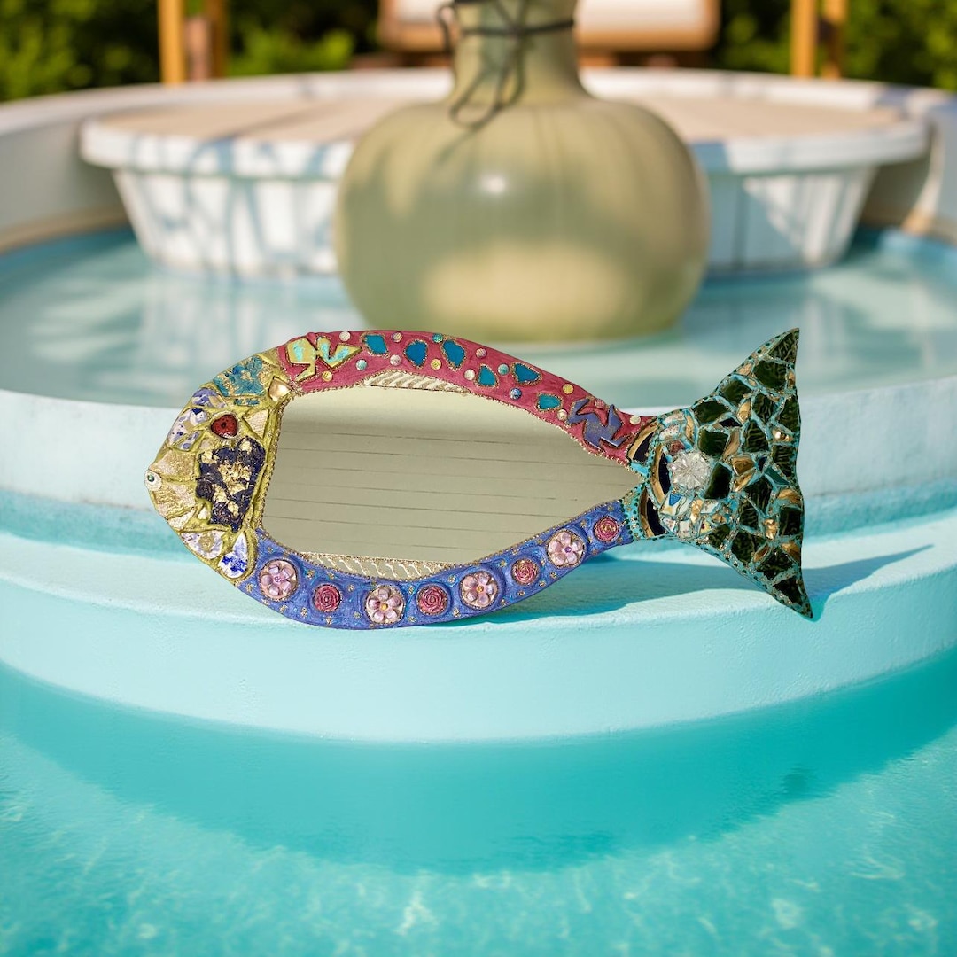 Mirror Pattern Fish Handmade Fish Mosaic Mirror – Tahitian Fish – Artisanal Collection ...