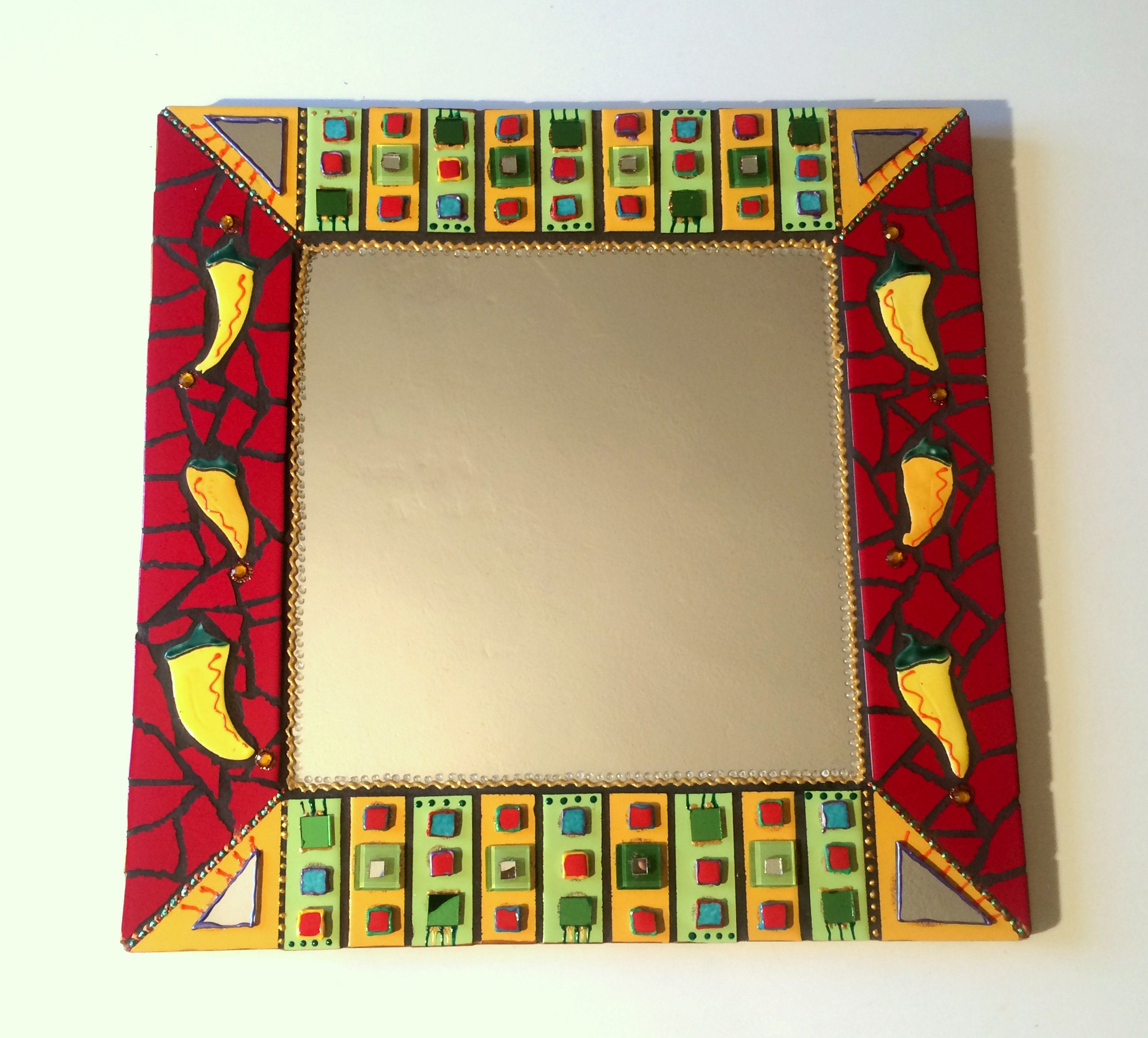 Miroir Mosaïque Piments et Rayures 46 X cm