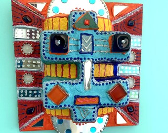 tableau recyclage" robot Pop musik" peinture et mosaïque murale