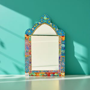 Oriental style mosaic wall mirror - glass mirror -customizable-  Bathroom - living room - unique decorative art gift for home -funny item