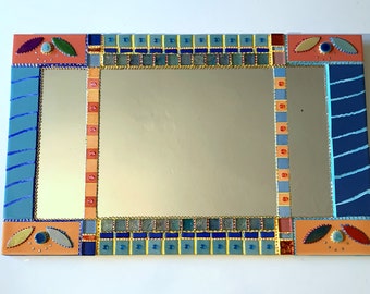 mirror mosaic wall ' multicolor ceramic"  wall decoration-24 X 15 inchs