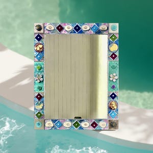 Stained Glass MOSAIC WALL MIRROR - Unique  Design - Decorative Wall Mirror For Bathroom, Living Room, Hallway - Modern Home Décor "Venesia"