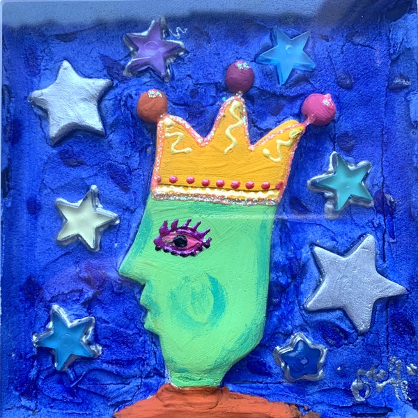 tableaux en relief sous verre " Rois" art naïf  pièces uniques