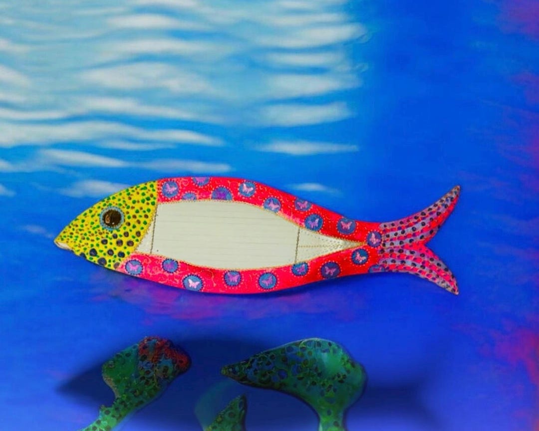 Mirror Pattern Fish Fish Mirrors Art Wall Unique Handmade Mosaic and Colorful Painting With ...