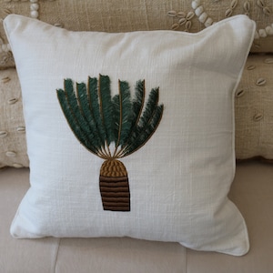 Palermo Palm Tree Pillow Case Cushion Cover Embroidery