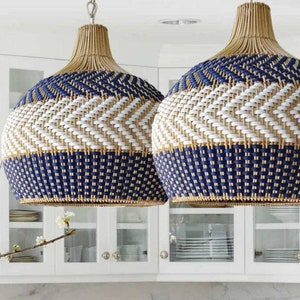 serena blue rattan pendant light