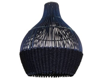 Dark Navy Rattan Pendant Light