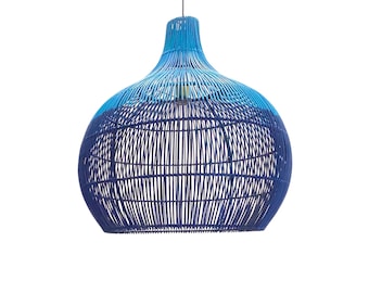 Santorini Blue Rattan Pendant Light