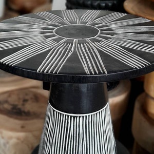 September Kelly Black and White End Table Furniture Mid Century Modern