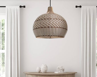 Serena White Rattan Pendant Light