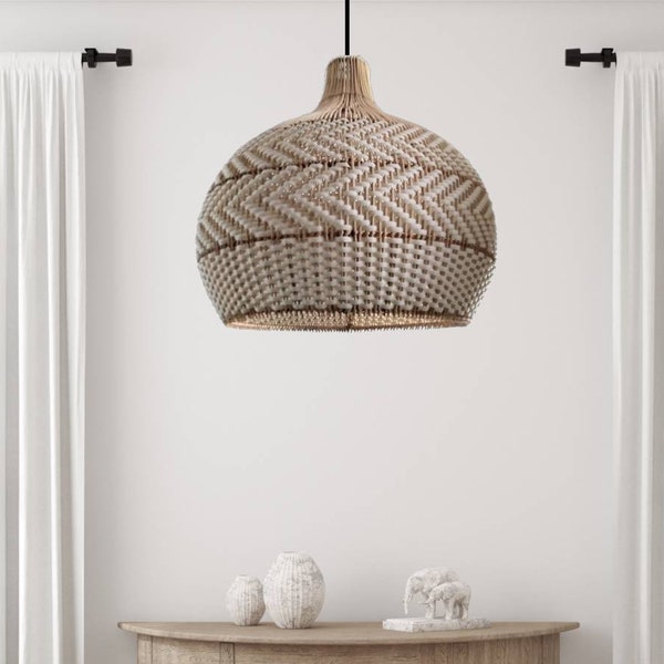 Serena White Rattan Pendant Light