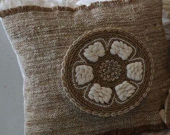 Francesca pillow case with jute fabric and beads embroidery
