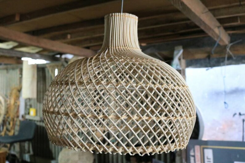 Rattan Pendant Light Woven Bamboo Lamp Shade Image 0