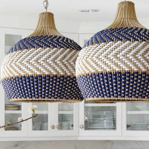 blue pendant light