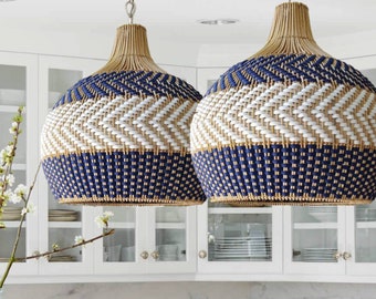 Serena Blue Rattan Pendant Light