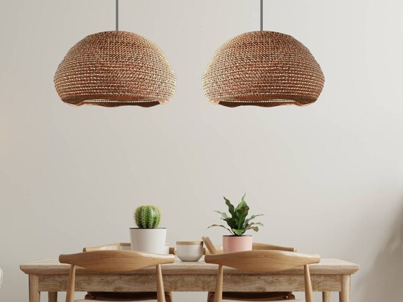 Coastal Farmhouse Rattan Pendant Interior Design Trends Etsy UK